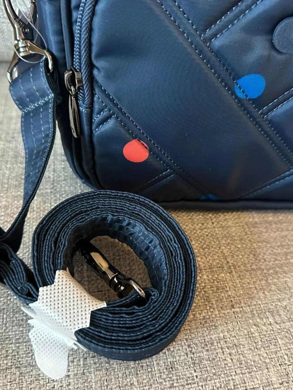 NWT Lug Carousel XL 2 Crossbody Bag Multi Dots Navy RFID